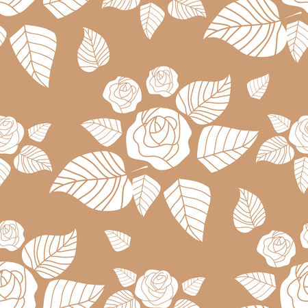Decorative seamless pattern with rose flowers. Beautiful floral background for the design and decoration. Stylish trendy fabric. Modern flower wallpaper. Vintage Vector illustration.のイラスト素材