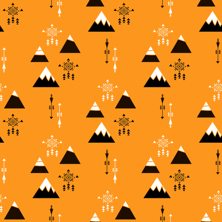 Decorative pattern with abstract details. Tribal geometric background. Stylish trendy fabric. Vector seamless texture.のイラスト素材