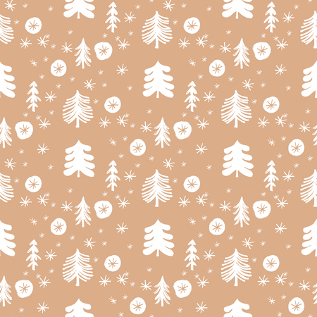 Hand drawn Christmas seamless pattern. Holiday background.Unique hand drawn texture.Vector illustration.のイラスト素材