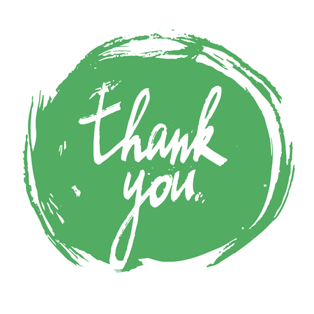 Thank you lettering design on green colored illustration.のイラスト素材
