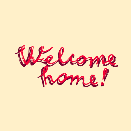 Welcome home greeting card in modern calligraphic illustration.のイラスト素材