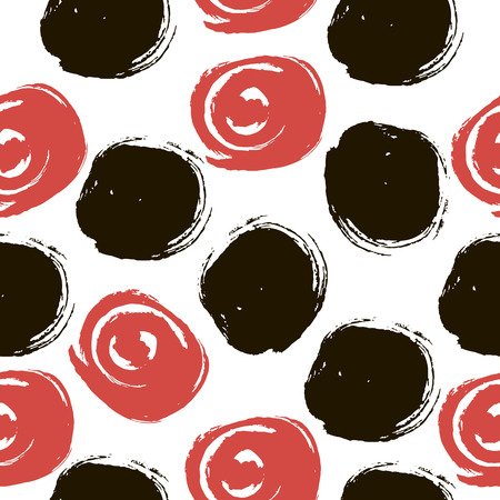 Decorative pattern with abstract details and circles. Vector seamless texture.For printing on packaging, textiles, paper and other materials.のイラスト素材