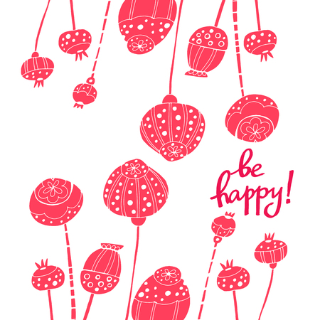 Be happy! template cards. For invitations, greeting cards and posters.のイラスト素材