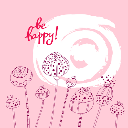 Be happy! template cards. For invitations, greeting cards and posters.のイラスト素材