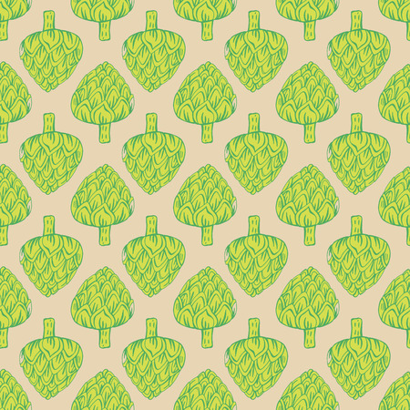 Funny handdrawn  seamless pattern  with  vegetables. Summer ingredients for salads.Vector seamless texture.For printing on packaging, textiles, paper.のイラスト素材