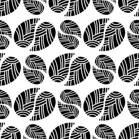 Hand drawn seamless pattern with paisley.Black and white pattern. Use for printing on the packaging, paper, textiles and other materials.のイラスト素材