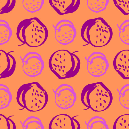 Funny  seamless pattern with fruits. Vector seamless ornament.Template for the fabric. Package design, product package,product label .のイラスト素材
