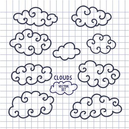 Clouds set.  Clouds set art. Clouds set shape.のイラスト素材
