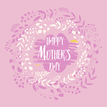 Happy Mother's Day Template poster, greeting card with flowers. Can be used as mothers day card or poster.Vector illustration.のイラスト素材
