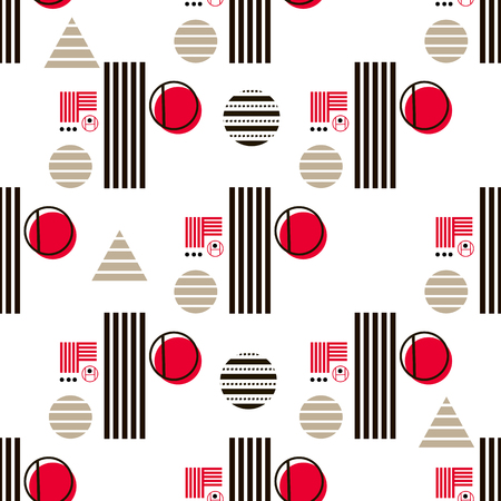 Geometric simple seamless pattern.Constructivism art style.Russian constructivism. Vector repeating texture .Colorful abstract texture.Repeating geometric tiles.Vector Illustration.のイラスト素材