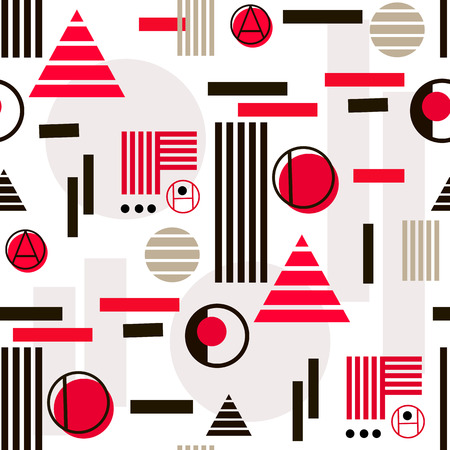 Geometric simple seamless pattern.Constructivism art style.Russian constructivism. Vector repeating texture .Colorful abstract texture.Repeating geometric tiles.Vector Illustration.のイラスト素材