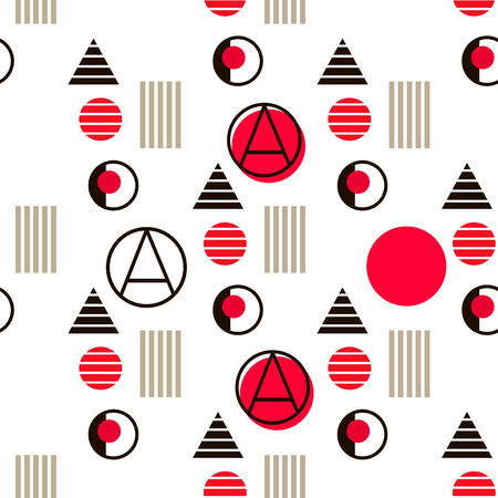 Geometric simple seamless pattern.Constructivism art style.Russian constructivism. Vector repeating texture .Colorful abstract texture.Repeating geometric tiles.Vector Illustration.のイラスト素材