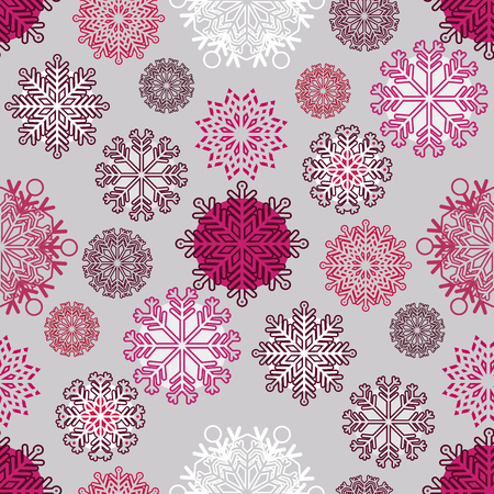 Christmas seamless pattern with  snowflakes. Unique  christmas design.Perfect for greeting cards, wallpaper, gift paper, web page background, winter decorations.Vector illustration.のイラスト素材