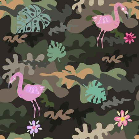 Beautiful camouflage seamless pattern. Military design. For printing on packaging, textiles, paper, manufacturing, wallpapers, soldier material, brutal fashion, backdrop or wrapping , paper. Vector illustration.のイラスト素材