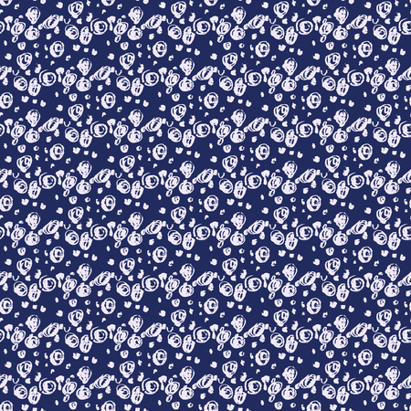 Beautiful  tradition japanese seamless pattern. Indigo  boho texture. Asian folk  tribal pattern. Stripes, brushes, spots, blots, dots,  waves and grids.Vector  illustration.のイラスト素材