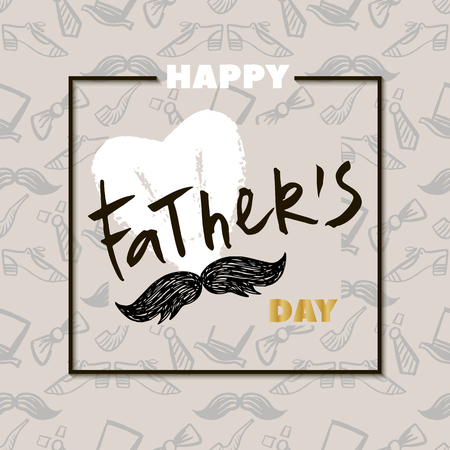 Happy Father's day. Beautiful  greeting card in cartoon style. Label, tags, card, posters, banners, sale advertising, flyer. Vector cute illustration.のイラスト素材