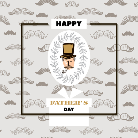 Happy Father's day. Beautiful  greeting card in cartoon style. Label, tags, card, posters, banners, sale advertising, flyer. Vector cute illustration.のイラスト素材