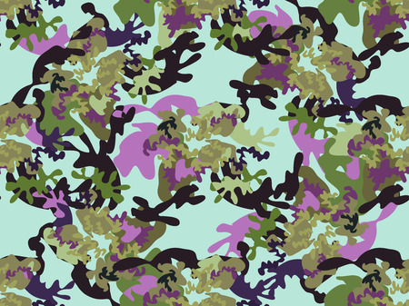 Beautiful camouflage seamless pattern. Military design. For printing on packaging, textiles, paper, manufacturing, wallpapers, soldier material, brutal fashion, backdrop or wrapping , paper. Vector illustration.のイラスト素材