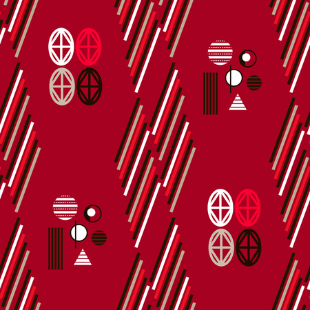 Geometric simple seamless pattern.Constructivism art style.Russian constructivism. Vector colorful  texture . Bauhaus abstract textile. Repeating geometric tiles. Vector Illustration.のイラスト素材