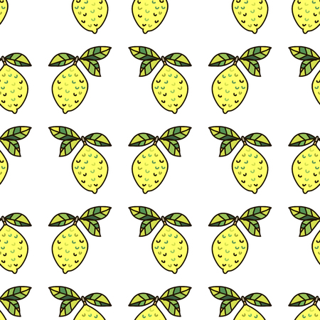 Beautiful decorative multicolor  seamless pattern  with lemon for summer design. Doodle  background.Scandinavian design. Perfect for site backgrounds, wrapping paper and fabric design.Vector illustration.のイラスト素材