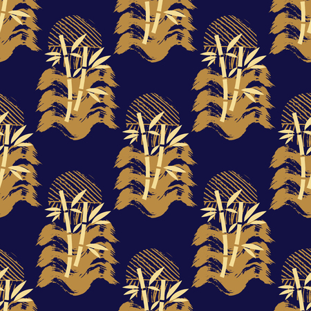 Beautiful japanese seamless  pattern with clouds, waves. Japanese, chinese elements. Vector seamless asian texture.For printing on packaging, textiles, paper, fabric,  manufacturing, wallpapers.のイラスト素材