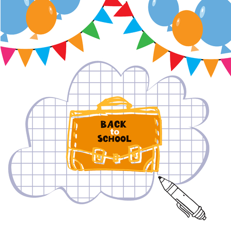 Back to School-  template poster design. Vector quote and set doodle school elements .Vector illustration.のイラスト素材