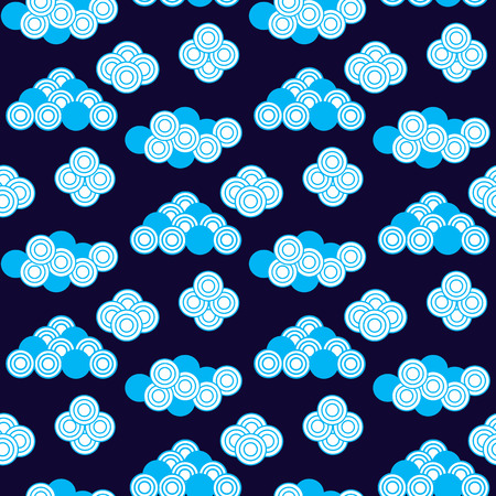 Beautiful japanese seamless pattern with clouds, waves. Japanese, chinese elements. Vector seamless asian texture. For printing on packaging, textiles, paper,fabric,  manufacturing, wallpapers.のイラスト素材
