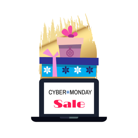 Cyber monday. Sale.  Template banner. Vector illustration.のイラスト素材