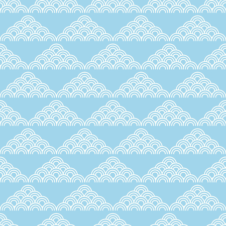 Beautiful japanese seamless pattern with clouds, waves. Japanese, chinese elements. Vector seamless asian texture. For printing on packaging, textiles, paper,fabric,  manufacturing, wallpapers.のイラスト素材