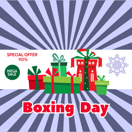 Boxing Day. Template poster, banner, sale banner, greeting card. Vector illustration.のイラスト素材