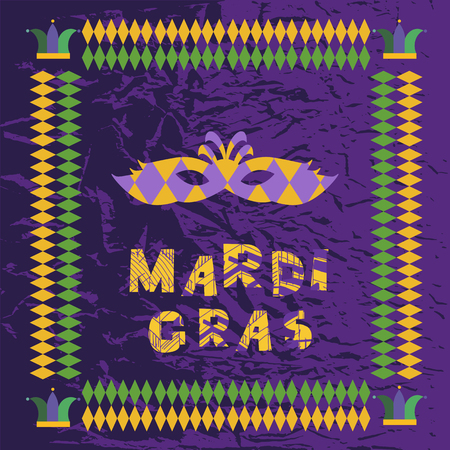 Happy Mardi Gras. Festive multicolor background. Perfect for  invitation, flyers, poster, site backgrounds, wrapping paper and fabric design.
 Vector illustration.のイラスト素材