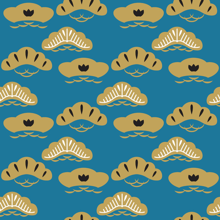 Beautiful japanese seamless pattern with clouds, waves. Japanese, chinese elements. Vector seamless asian texture. For printing on packaging, textiles, paper,fabric,  manufacturing, wallpapers.のイラスト素材