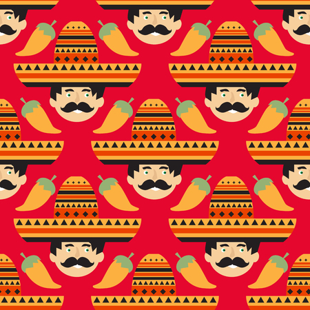 Happy Cinco de Mayo. Festive colorful template  seamless pattern with sombrero, guitar and flowers, . Perfect  for your holiday celebration design, textile, fabric. Vector illustration.のイラスト素材