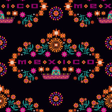 Geometric tribal simple print. Abstract seamless mexican pattern.  Colorful abstracÐµ texture. Repeating aztec geometric tiles. Vector illustration.のイラスト素材