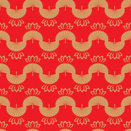 Beautiful japanese seamless pattern with clouds, waves. Japanese, chinese elements. Vector seamless asian texture. For printing on packaging, textiles, paper,fabric,  manufacturing, wallpapers.のイラスト素材