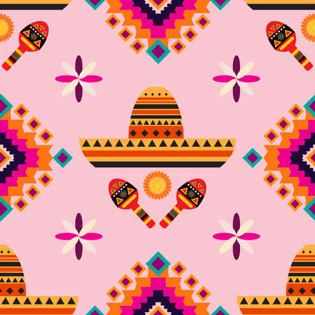 Geometric tribal simple print. Abstract seamless mexican pattern. Colorful abstract latino texture....