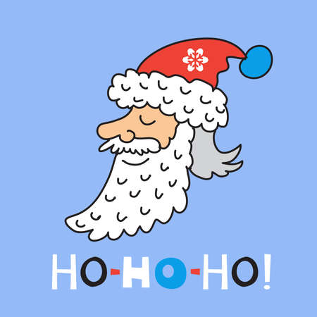 Ho-Ho-Ho! - text. Holiday funny background, laughter of Santa Claus. Hand lettered quotes for paper, textile, fabric, covers, greeting cards, gift tags. Vector illustration.のイラスト素材