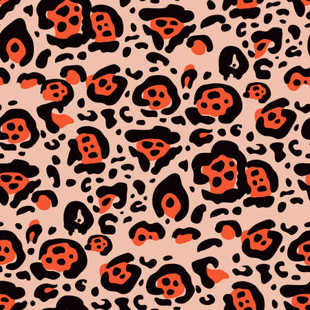 Leopard, jaguar abstract beautiful seamless pattern in different colors in cartoon flat style....