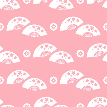 Beautiful japanese seamless pattern with clouds, waves. Japanese, chinese elements. Vector seamless asian texture.のイラスト素材