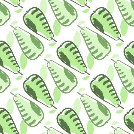 Beautiful seamless pattern with pears fruits for modern trendy summer design. Summer vibes. Creative scandinavian texture for textile, wallpaper, packaging. Vector illustrationのイラスト素材