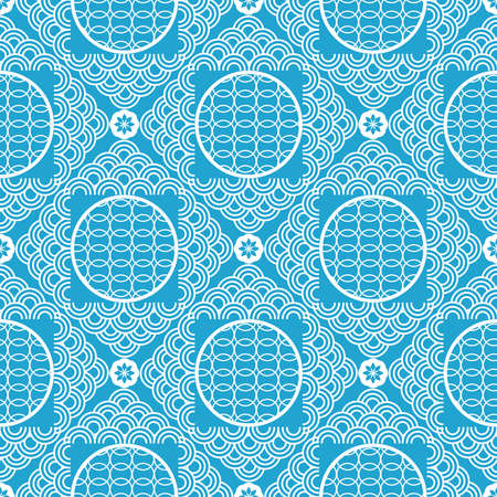 Beautiful japanese seamless pattern with clouds, waves. Japanese, chinese elements. Vector seamless asian texture. For printing on packaging, textiles, wallpapers.のイラスト素材