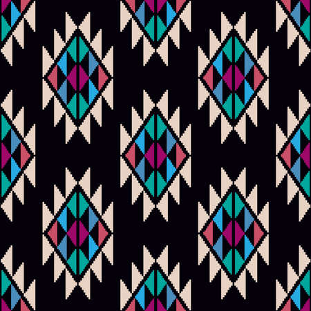 Colorful awesome tribal boho mexican geometrical print. Abstract seamless aztec, mayan pattern. Ethnic hipster background indian latino texture. Vector flat illustration.のイラスト素材