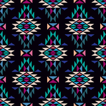 Colorful awesome tribal boho mexican geometrical print. Abstract seamless aztec, mayan pattern. Ethnic hipster background indian latino texture. Vector flat illustration.のイラスト素材