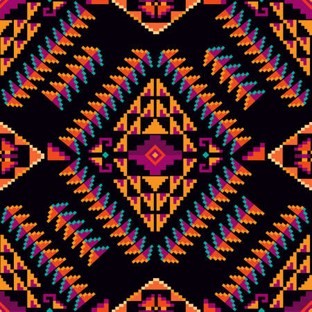 Colorful awesome tribal boho mexican geometrical print. Abstract seamless aztec, mayan, latino...