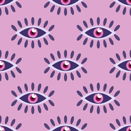 Awesome eye seamless pattern with esoteric eye different shapes. Vector illustration.のイラスト素材