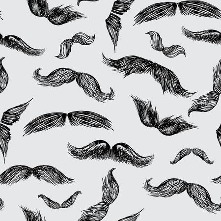 Mustache seamless pattern retro cartoon style Happy Father's day. Art Deco vintage cute texture. For your design, barber shop, textile, social media post, web sait. Vector illustration.の写真素材