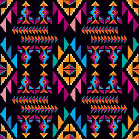 Colorful awesome tribal boho mexican geometrical print. Abstract seamless aztec, mayan, latino...