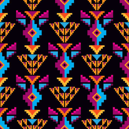 Colorful awesome tribal boho mexican geometrical print. Abstract seamless aztec, mayan, latino...