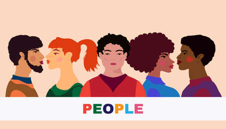 Mix race people avatars profile group of men and women of diverse culture Diversity multi-ethnic and multiracial people. Concept of racial equality Multicultural society Vectorのイラスト素材