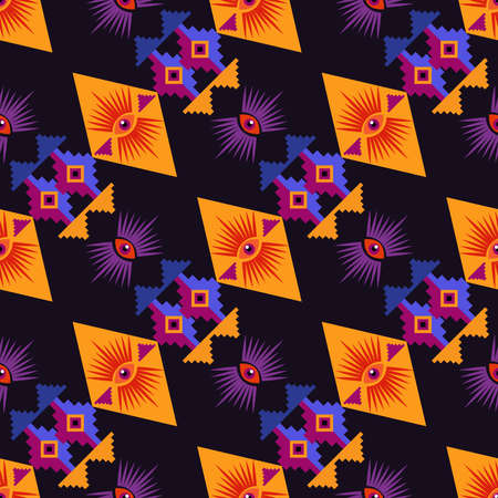Awesome seamless pattern with esoteric eye different shapes, Magic, witchcraft, occult symbol,...